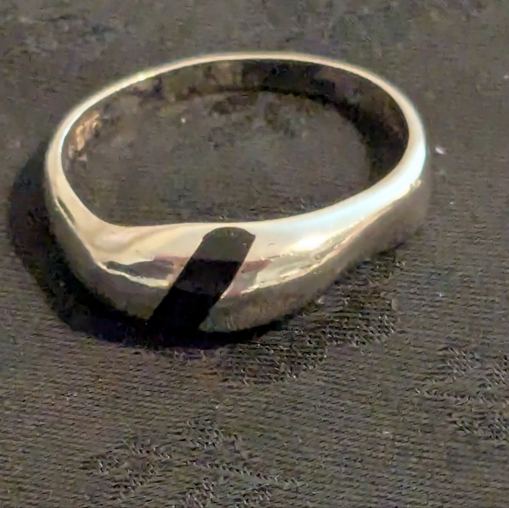Vintage 925 Sterling Silver Onyx Inlay Ring Size 6